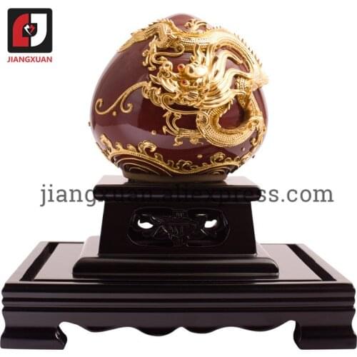 24k gold foil vintage valuable collectibles ceramic figurines Shou Tao porcelain ornament