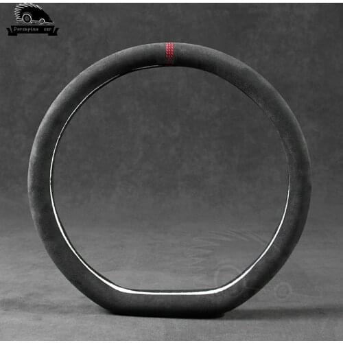 38cm Suede Cow Leather D Shape Car Steering Wheel Cover for Golf K3 POLO JATTA Suzuki Swift Nissan Rogue Mercedes AMG Ferrari