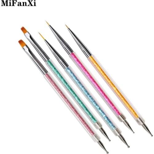 5Pcs/Set Double Head Nail Dotting Painting Drawing Carving Pen Liner Brush Gradient DIY Nail Art Manicure Kit