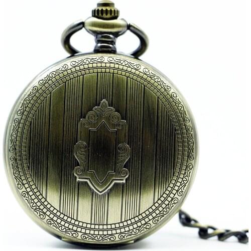 5Pcs/lot Retro Shield Hand-Winding Automatic Mechanical Skeleton Pocket Watch Vintage Men Fob Necklace Chain PJX1204