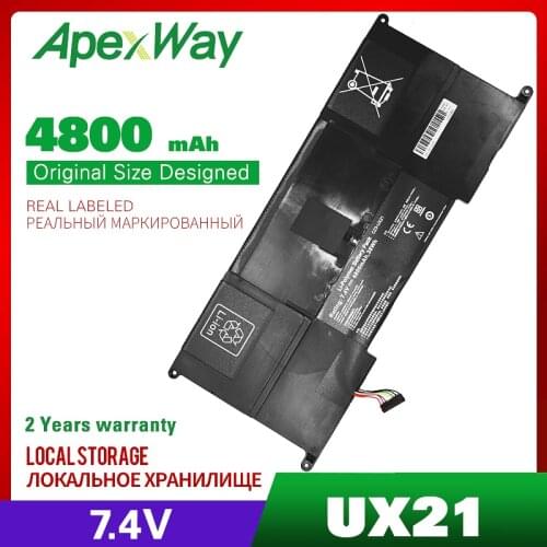 ApexWay 4800mAh 7.4V C23-UX21 C23UX21 laptop battery For Asus Zenbook UX21 UX21A UX21E Ultrabook Black
