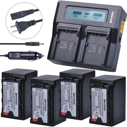 4pc 5200mAh VW-VBD58 VBD29 VBD58 VBD78 VBD55 Batteries+Ultra Fast LCD Dual Charger for Panasonic AJ-HPX260MC,HPX265MC,PX270