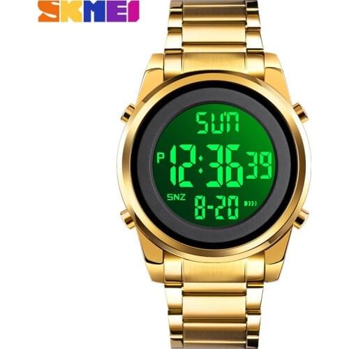 Watches For Men LED Display Men Digital Wrist Watches Top Brand Stainless Steel Waterproof Male Clock Relogio Masculino SKMEI