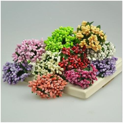12pcs/bunch Mini Artificial Pip Berry Picks Fruit Flower Stamens For DIY Wedding Christmas Garland Box Scrapbooking Decoration
