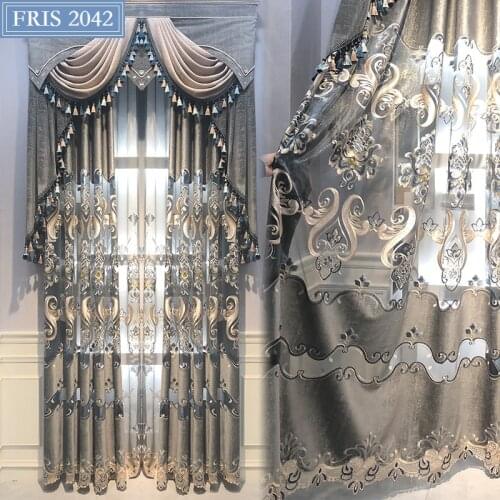 European Luxury Curtains Finished Flannel Hollow Shading Custom Curtains for Living Dining Room Bedroom