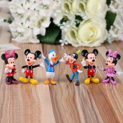 6PCS Disney Figures Mickey Mouse Minnie Mouse Clubhouse Birthday Party Cake Decoration PVC Action Figures Toys for Children DS10