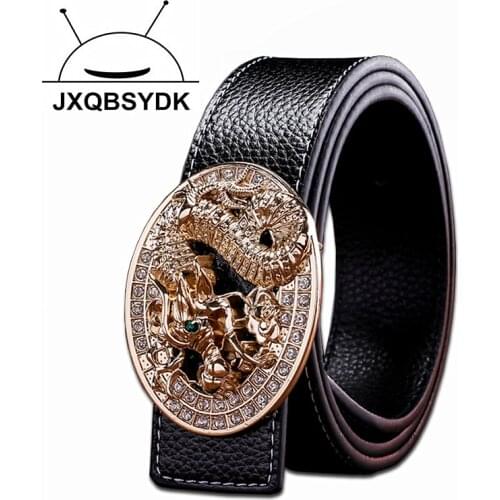 JXQBSYDK Luxury Brand Belts for Men Domineering China Dragon Buckle Designer Men Fashion High Quality Male Leather Belts