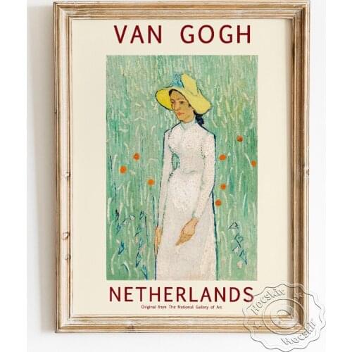 Vincent Van Gogh Exhibition Museum Poster, Girl In White Canvas Painting, Female Figure Art Prints, Vintage Home Decor Picture