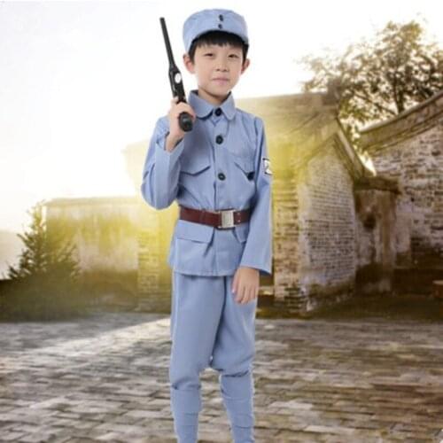 Blue Eighth Route Army costumes Army Suit vintage Soldiers cosplay for children chinese vinateg historical clothing