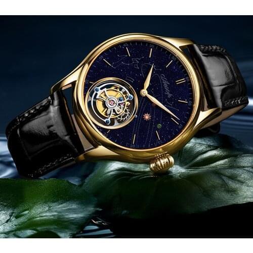 AESOP Tourbillon Mechanical Watches Skeleton Watch for Men Wristwatch Skeleton Star Style Man Male Clocks Mechanical Luxury 2021