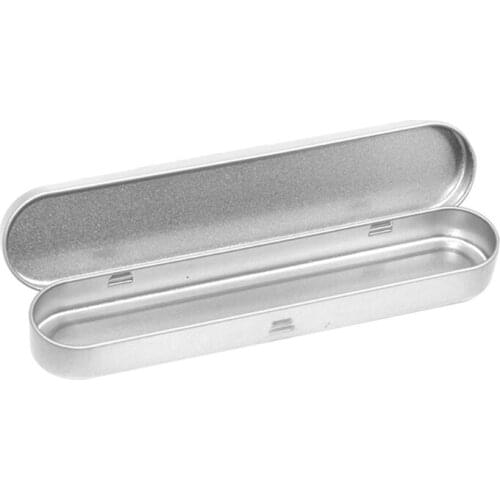 Metal Hinged Tin Stationery Box Small Pencil Case Rectangular Empty Hinged Tins Box Containers Storage Home Organizer