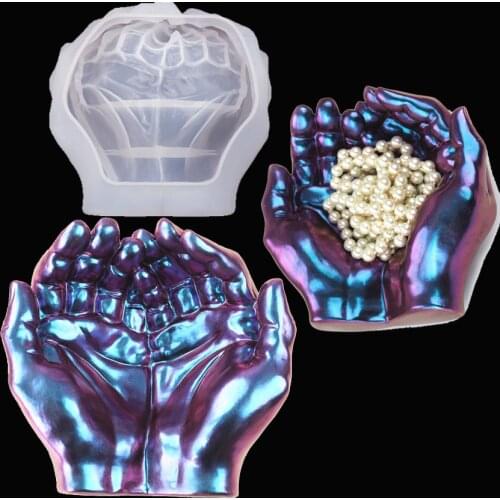 Model Hand Plate Ashtray Silicone Mould For DIY Craft Fruit Disc Tea Tray UV Resin Coaster Making Casting Molds Tool