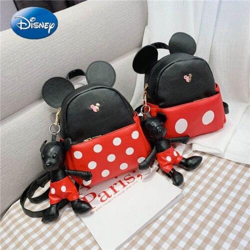 Disney Pu Leather Fashion Trend Small Bag Female New Mickey Mouse Backpack Fashion Girl Travel Bag Student Backpack Tide