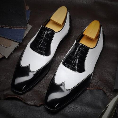 Men leather shoes business dress suit shoes men brand Bullock genuine leather black laces wedding mens shoes Phenkang