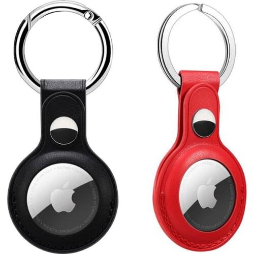 Soft PU Leather Air Tag Keychain Key Ring Protector Cover Keychain For AirTags Shockproof Anti-scratch Anti-fall Protective Case
