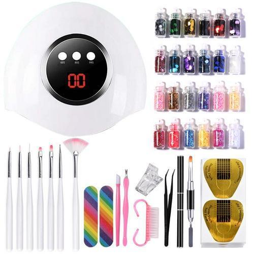 Nail Art Set LED Lamp Nail Polish Dryer Manicure Tools Nail File Brush Nail Sequins All In One Set Professional Nail Art Salon