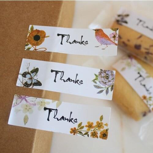 100pcs Thank you flower gift sealling label Adhesive Baking Seal Sticker students' Stickers For Party Favor Gift Bag Candy Box