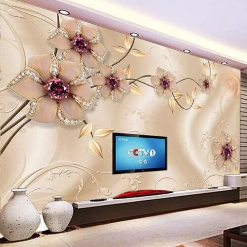 Custom Mural Wallpaper 3D Stereo Jewelry Flowers Photo Wall Painting Living Room TV Sofa Background Wall Decor Papel De Parede