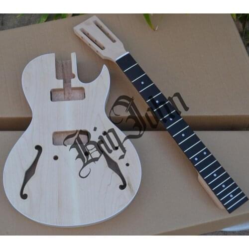 Semi Finished Electric Guitar,Semi Hollow Mahogany Body&Rosewood Fingerboard No Paint BJ-98