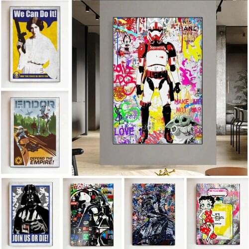 Star-War Darth Vader Graffiti Poster Retro Street Art Film Canvas Painting Prints Abstract Wall Decor Picture Kids Room Cuadros