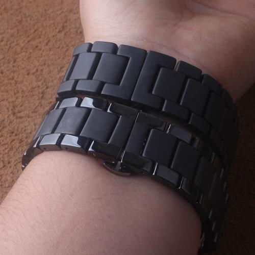 Ceramic watch strap 18mm 20mm 22mm bracelet watchband quick release pin wristwatches band polished unpolished for Samsung galaxy