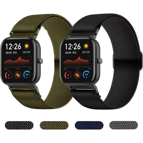 Nylon Solo Loop Strap For Huami Amazfit GTS band Fabric Elastic for Amazfit GTS 2 Bip S GTR 2 Stratos 3 Belt bracelet Watchbands