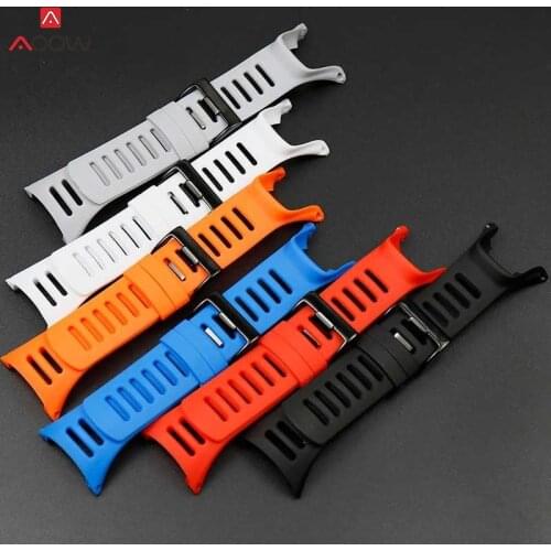 Rubber Replacement Watch Band Silicone Strap Wristbands for Suunto Ambit 3 Peak / Sport / Run / 2 / 2S /2R /1 Steel Clasp Wrist