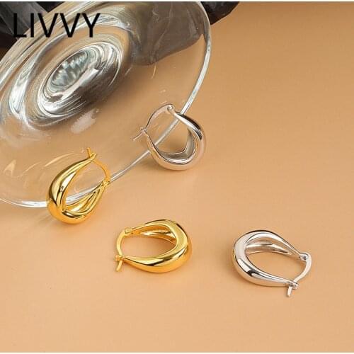 LIVVY Silver Color Stud Earrings for Women French Trendy Gold Plated U Shape Earring Bride Jewelry Prevent Allergy Trend