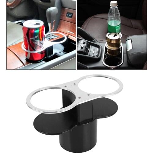 Universal Car Seat Double Hole Cup Holder Dual Drink Coffee Can Bottle Stand Mount Organizer Black