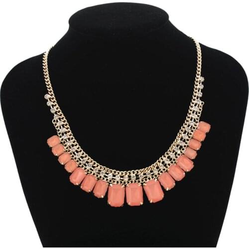 YFJEWE Summer 5colors Grils Necklaces Jewelry big crystal rhinestone necklace fashion jewelry for women party Porm Gifts #N070
