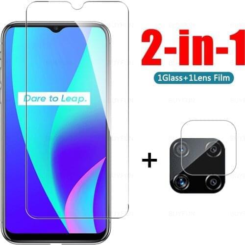 2-in-1 Cover Tempered Glass For Oppo Realme C11 Screen Protector For Realme C12 C15 C21Global Version Narzo 30a Camera Lens Film