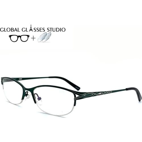 Women Metal Glasses Frame Eyewear Eyeglasses Reading Myopia Prescription Lens 1.56 Index 46JG28004