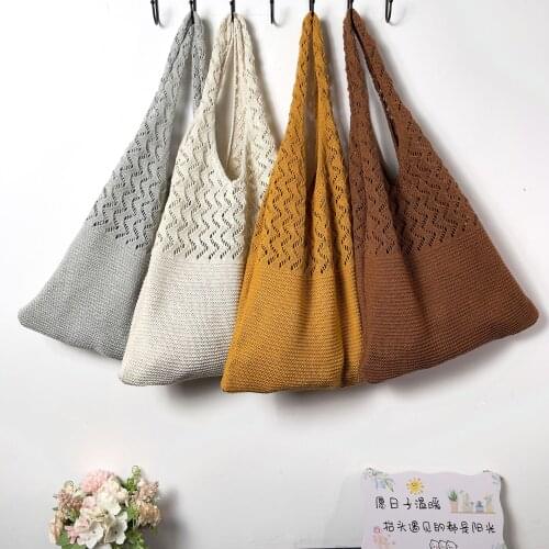 Winter Fashion Original Style Girls Shoulder Bag Large-capacity Shopping Handbags Knit Design Ladies Classic Tote