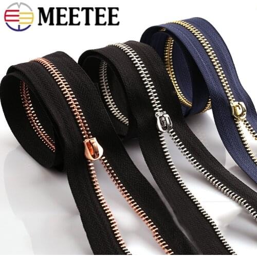 1/2/4Meters Meetee 3/5# Metal Zipper with Slider Puller Garment Luggage DIY Crafts Clothing Bags Repair Sewing Accessories