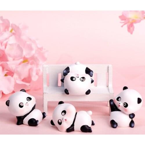 ZOCDOU 1 Piece Creative Cute Panda Small Statue Little Figurine Crafts Figure Ornament Miniatures