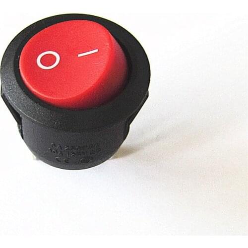 10Pcs 20mm Diameter 6A 250V Small Round Boat Rocker Switches Black Mini Round Black Red 3 Pin ON-OFF Rocker Switch
