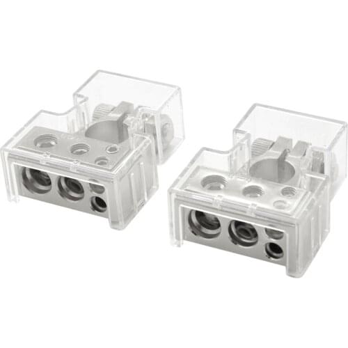 New 2PCS Silver 0/4/8 Awg Gauge Car Positive Negative Battery Terminal Clamp Connector