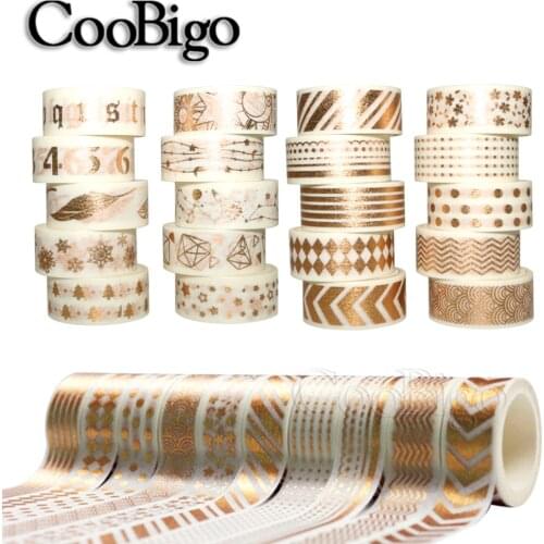 20 Pcs/Set Bronzing Washi Tape Masking Tape Decorative Adhesive Tape for Photo Album Gift Handbook Diary Wrapping