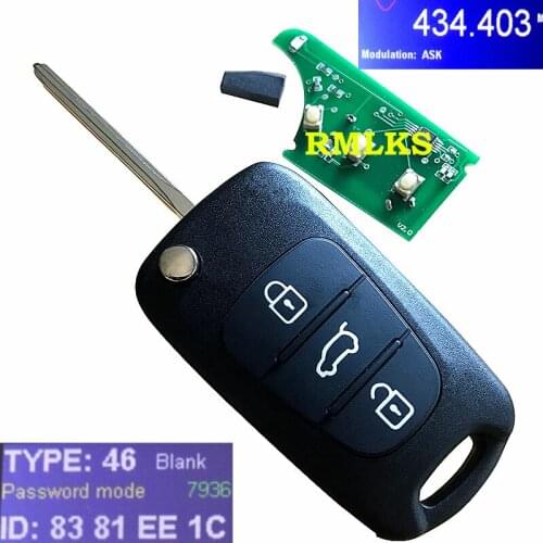 3 Buttons Replacement Flip Car Remote Key Fob 433Mhz ID46 Chip For Hyundai I30 IX35 TOY40 Blade Folding Flip 3 Buttons Car Key