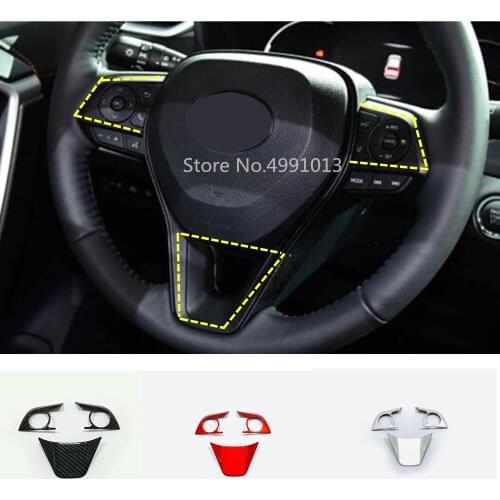 For Toyota RAV4 2019 2020 Car Styling Sticker Styling Cover Steering Wheel Interior Kit Switch Cover Trim Frame Lamp 3pcs