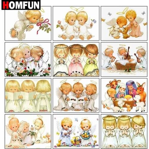 HOMFUN Full Square/Round Drill 5D DIY Diamond Painting "Little angel theme portrait" Embroidery Cross Stitch 5D Home Decor Gift