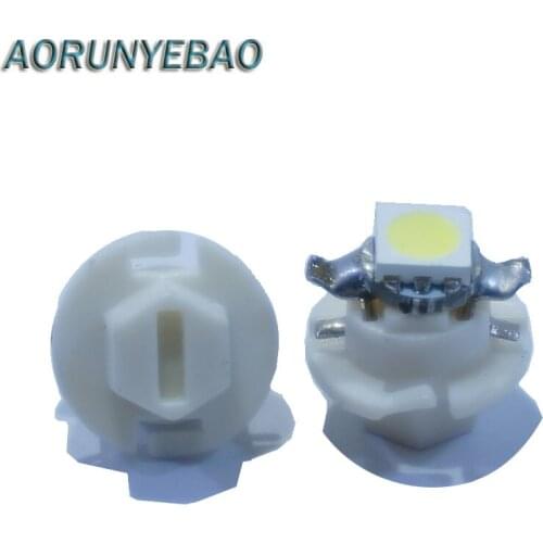AORUNYEBAO 100pcs Led t5 b8.4 light B8.4D 5050 smd 1 led Auto Wedge lamp car Dashboard Warning Indicator bulb DC 12V white