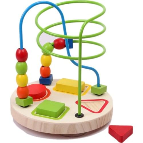 Free shipping Brand Quality 's wooden toy Early education toy for Baby 2~3 year Tru classic around the beads shape Xmas gift