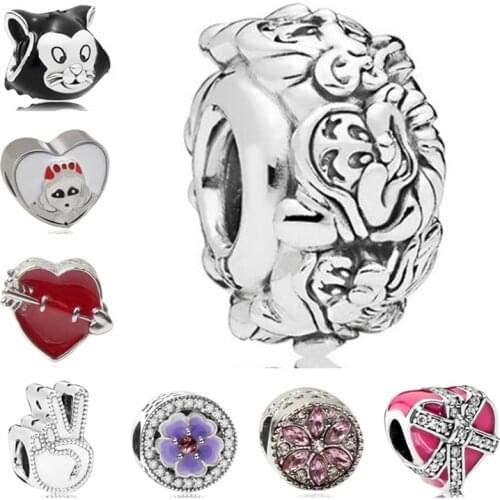 Btuamb Luxurious Crystal Flower Love Heart Simulated Pearl Beads Fit Pandora Charm Bracelets Women Making Jewelry Christmas Gift