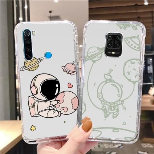 Cartoons couple astronaut Transparent Soft Case for Mi10 Mi9T MiA2 MiA3 Mi11 Pro Ultra Redmi Note 6 7 8 8T 9 9S 9ProMax Cover
