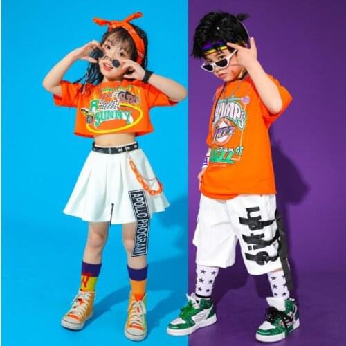 Kids Hip Hop Show Outfits Clothing Crop Tops Tshirt Shorts Skirt For Girls Boys Stage Jazz Dance Costume Clothes Street Wear