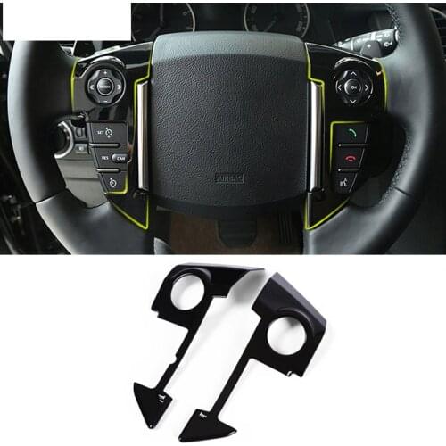 For Freelander 2 2013-2015 ABS Black Steering Wheel Cover Trim Stickers For Land Rover Discovery 4 LR4 2010-2016 Car Styling