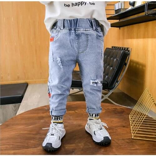2-6Y Kids Boys Clothes Hole Jeans Pants New Children Denim Clothing Trend Long Bottoms Baby Boy Casual Trousers