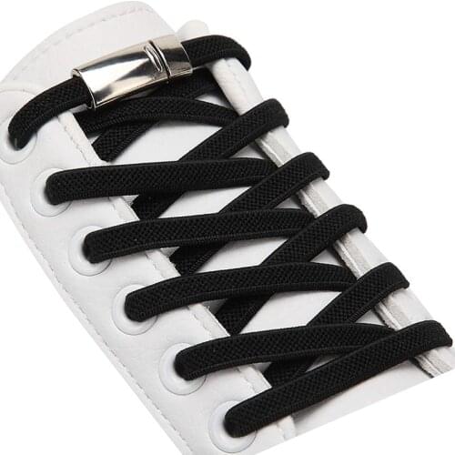 Flat braided elastic shoelace Magnetic metal lock Man and woman No tie shoelaces Suitable for all shoes sneakers Lazy lace