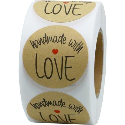 Hot 500PCS Round Labels Handmade Kraft Paper Packaging Sticker For Candy Dragee Bag Gift Box Packing Bag Wedding Thanks Stickers